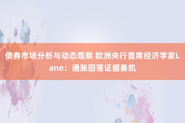 债券市场分析与动态观察 欧洲央行首席经济学家Lane：通胀回落证据奏凯