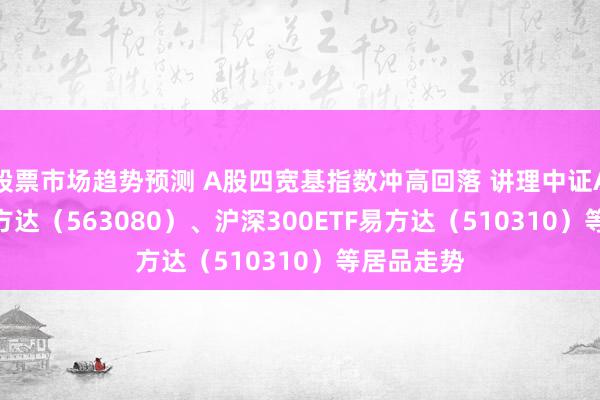 股票市场趋势预测 A股四宽基指数冲高回落 讲理中证A50ETF易方达（563080）、沪深300ETF易方达（510310）等居品走势