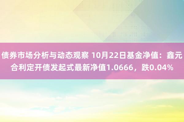 债券市场分析与动态观察 10月22日基金净值：鑫元合利定开债发起式最新净值1.0666，跌0.04%