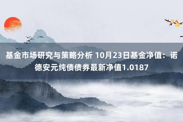 基金市场研究与策略分析 10月23日基金净值：诺德安元纯债债券最新净值1.0187