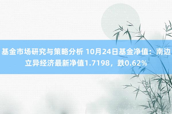 基金市场研究与策略分析 10月24日基金净值：南边立异经济最新净值1.7198，跌0.62%