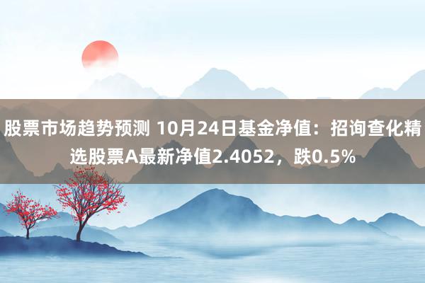 股票市场趋势预测 10月24日基金净值：招询查化精选股票A最新净值2.4052，跌0.5%