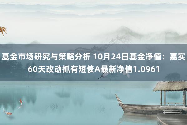 基金市场研究与策略分析 10月24日基金净值：嘉实60天改动抓有短债A最新净值1.0961