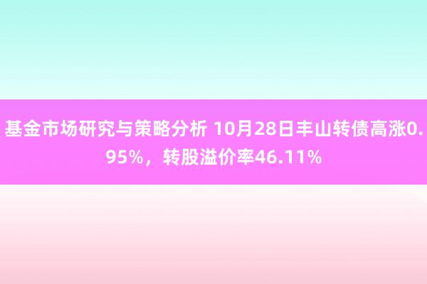 基金市场研究与策略分析 10月28日丰山转债高涨0.95%，转股溢价率46.11%