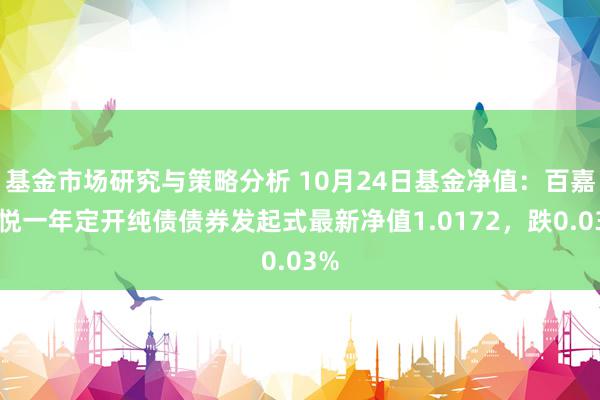 基金市场研究与策略分析 10月24日基金净值：百嘉百悦一年定开纯债债券发起式最新净值1.0172，跌0.03%