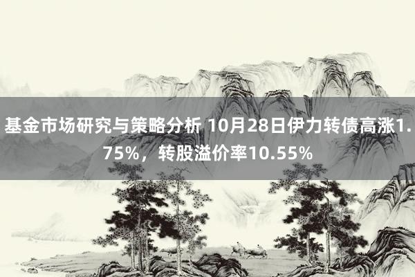 基金市场研究与策略分析 10月28日伊力转债高涨1.75%，转股溢价率10.55%