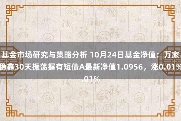 基金市场研究与策略分析 10月24日基金净值：万家稳鑫30天振荡握有短债A最新净值1.0956，涨0.01%