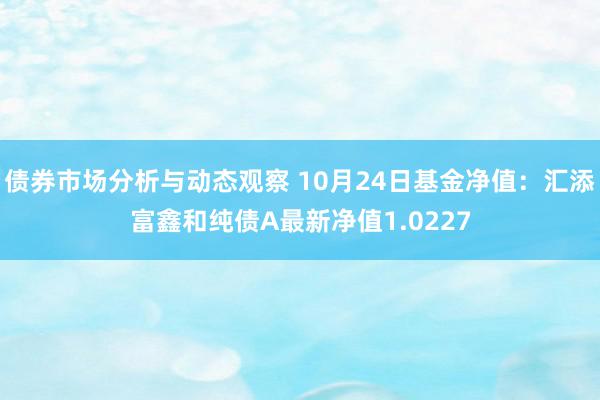 债券市场分析与动态观察 10月24日基金净值：汇添富鑫和纯债A最新净值1.0227