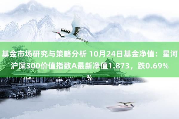 基金市场研究与策略分析 10月24日基金净值：星河沪深300价值指数A最新净值1.873，跌0.69%