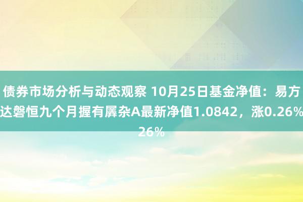 债券市场分析与动态观察 10月25日基金净值：易方达磐恒九个月握有羼杂A最新净值1.0842，涨0.26%