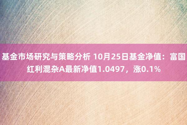 基金市场研究与策略分析 10月25日基金净值：富国红利混杂A最新净值1.0497，涨0.1%