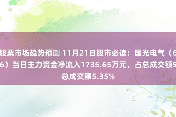 股票市场趋势预测 11月21日股市必读：国光电气（688776）当日主力资金净流入1735.65万元，占总成交额5.35%