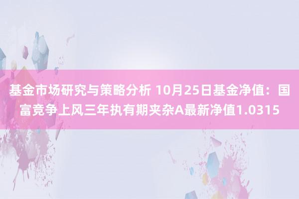 基金市场研究与策略分析 10月25日基金净值：国富竞争上风三年执有期夹杂A最新净值1.0315