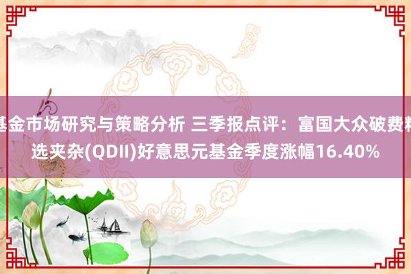 基金市场研究与策略分析 三季报点评：富国大众破费精选夹杂(QDII)好意思元基金季度涨幅16.40%