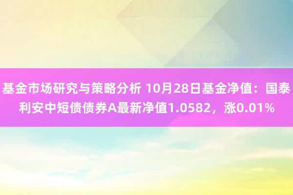 基金市场研究与策略分析 10月28日基金净值：国泰利安中短债债券A最新净值1.0582，涨0.01%