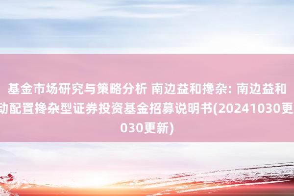 基金市场研究与策略分析 南边益和搀杂: 南边益和机动配置搀杂型证券投资基金招募说明书(20241030更新)