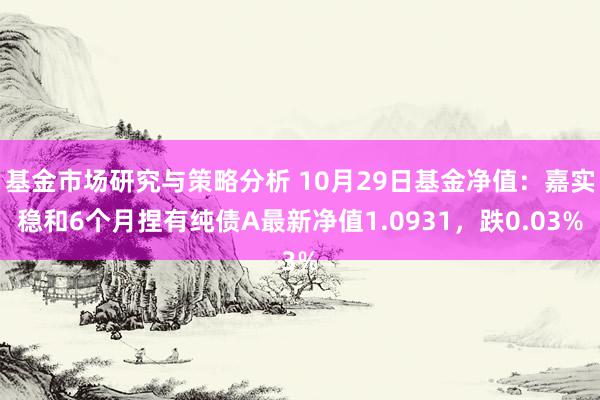 基金市场研究与策略分析 10月29日基金净值：嘉实稳和6个月捏有纯债A最新净值1.0931，跌0.03%