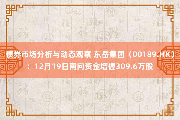 债券市场分析与动态观察 东岳集团（00189.HK）：12月19日南向资金增握309.6万股