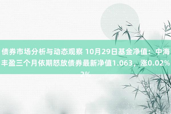 债券市场分析与动态观察 10月29日基金净值：中海丰盈三个月依期怒放债券最新净值1.063，涨0.02%