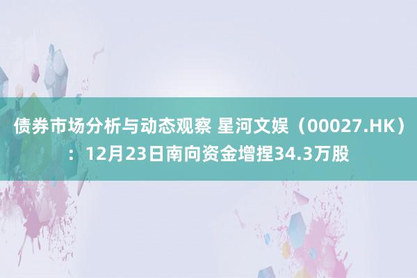 债券市场分析与动态观察 星河文娱（00027.HK）：12月23日南向资金增捏34.3万股