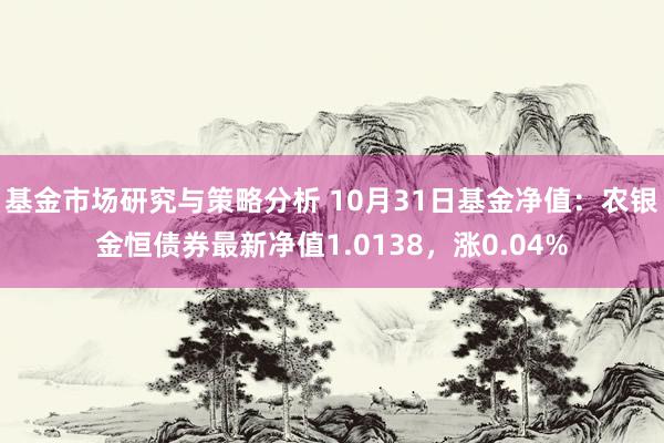 基金市场研究与策略分析 10月31日基金净值：农银金恒债券最新净值1.0138，涨0.04%