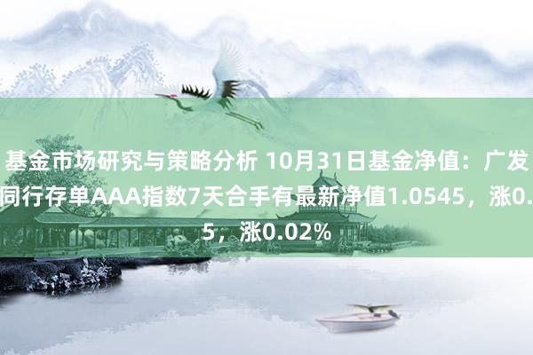 基金市场研究与策略分析 10月31日基金净值：广发中证同行存单AAA指数7天合手有最新净值1.0545，涨0.02%