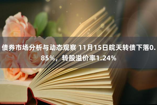 债券市场分析与动态观察 11月15日皖天转债下落0.85%，转股溢价率1.24%