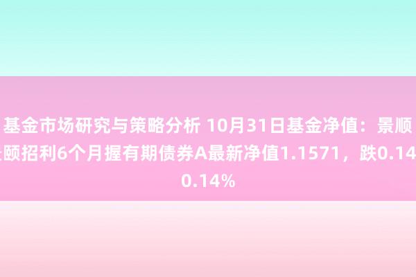 基金市场研究与策略分析 10月31日基金净值：景顺景颐招利6个月握有期债券A最新净值1.1571，跌0.14%