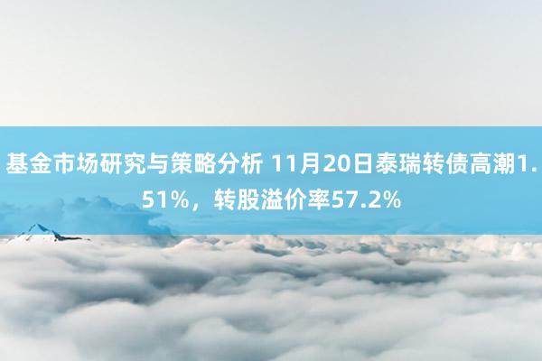 基金市场研究与策略分析 11月20日泰瑞转债高潮1.51%，转股溢价率57.2%