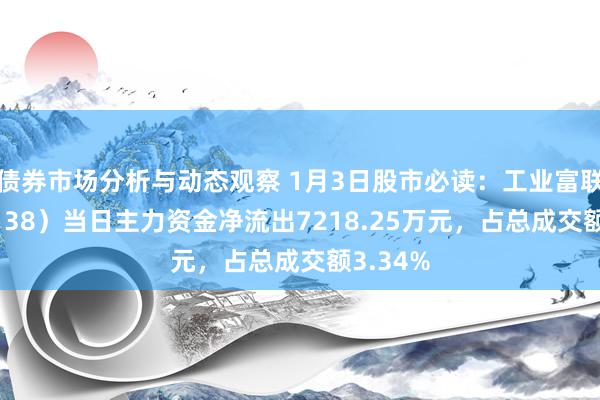 债券市场分析与动态观察 1月3日股市必读：工业富联（601138）当日主力资金净流出7218.25万元，占总成交额3.34%