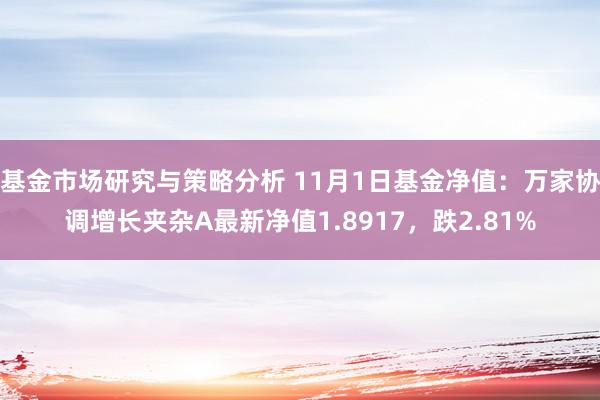 基金市场研究与策略分析 11月1日基金净值：万家协调增长夹杂A最新净值1.8917，跌2.81%