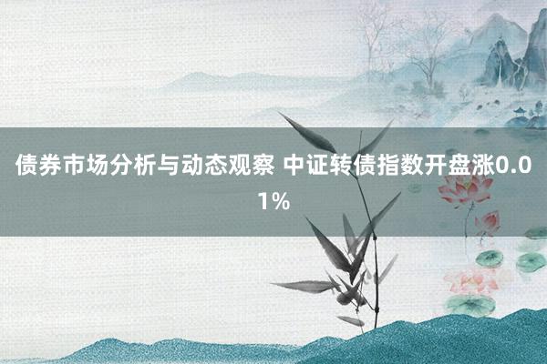 债券市场分析与动态观察 中证转债指数开盘涨0.01%