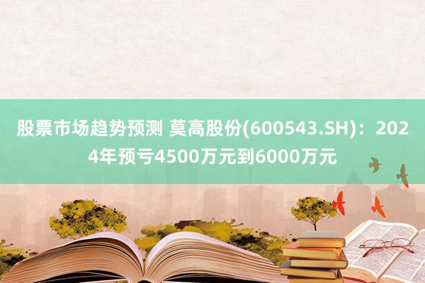 股票市场趋势预测 莫高股份(600543.SH)：2024年预亏4500万元到6000万元