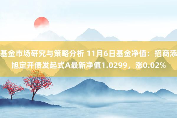 基金市场研究与策略分析 11月6日基金净值：招商添旭定开债发起式A最新净值1.0299，涨0.02%