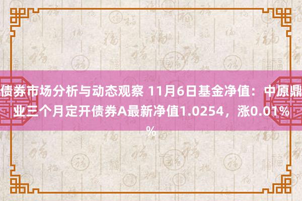 债券市场分析与动态观察 11月6日基金净值：中原鼎业三个月定开债券A最新净值1.0254，涨0.01%