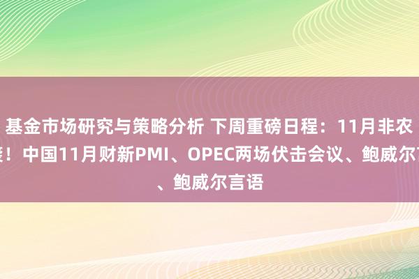 基金市场研究与策略分析 下周重磅日程：11月非农来袭！中国11月财新PMI、OPEC两场伏击会议、鲍威尔言语