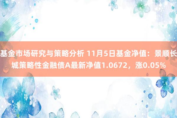 基金市场研究与策略分析 11月5日基金净值：景顺长城策略性金融债A最新净值1.0672，涨0.05%