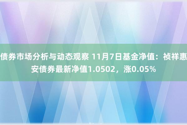 债券市场分析与动态观察 11月7日基金净值：祯祥惠安债券最新净值1.0502，涨0.05%