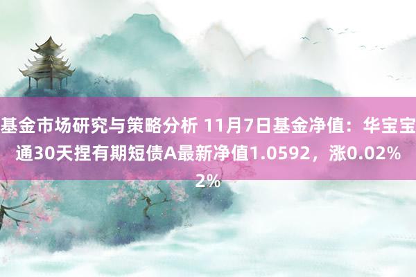 基金市场研究与策略分析 11月7日基金净值：华宝宝通30天捏有期短债A最新净值1.0592，涨0.02%