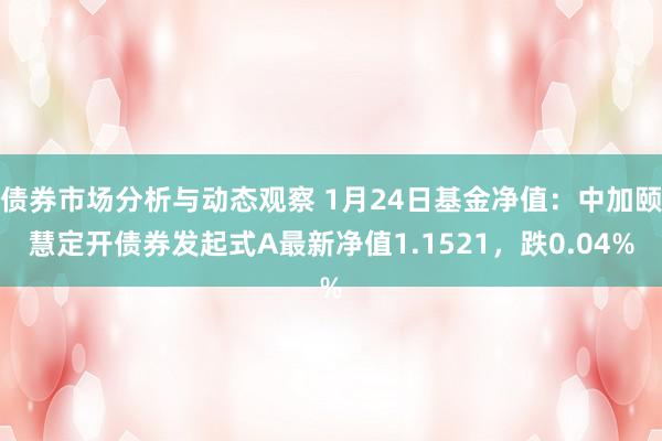 债券市场分析与动态观察 1月24日基金净值：中加颐慧定开债券发起式A最新净值1.1521，跌0.04%