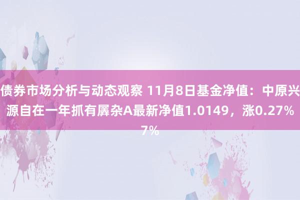 债券市场分析与动态观察 11月8日基金净值：中原兴源自在一年抓有羼杂A最新净值1.0149，涨0.27%