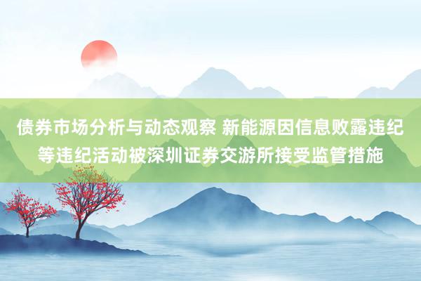 债券市场分析与动态观察 新能源因信息败露违纪等违纪活动被深圳证券交游所接受监管措施