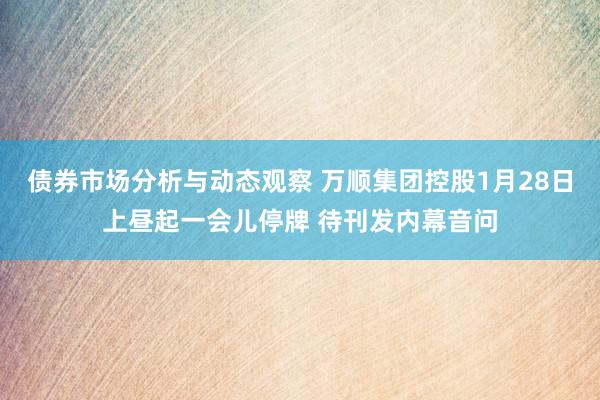 债券市场分析与动态观察 万顺集团控股1月28日上昼起一会儿停牌 待刊发内幕音问