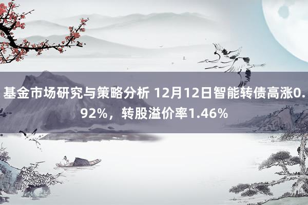 基金市场研究与策略分析 12月12日智能转债高涨0.92%，转股溢价率1.46%