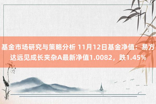 基金市场研究与策略分析 11月12日基金净值：易方达远见成长夹杂A最新净值1.0082，跌1.45%