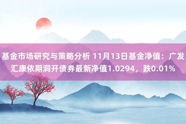 基金市场研究与策略分析 11月13日基金净值：广发汇康依期洞开债券最新净值1.0294，跌0.01%