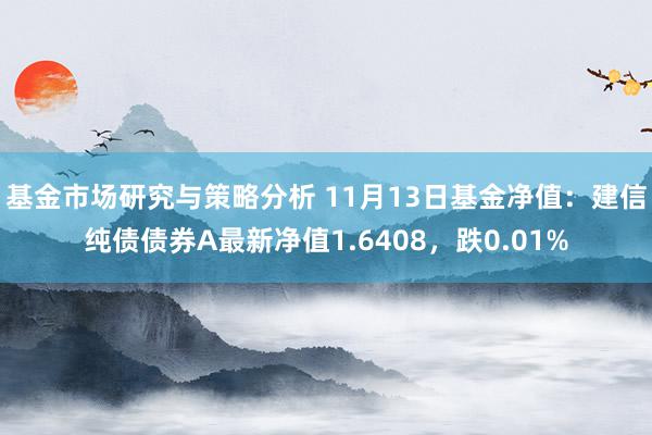 基金市场研究与策略分析 11月13日基金净值：建信纯债债券A最新净值1.6408，跌0.01%