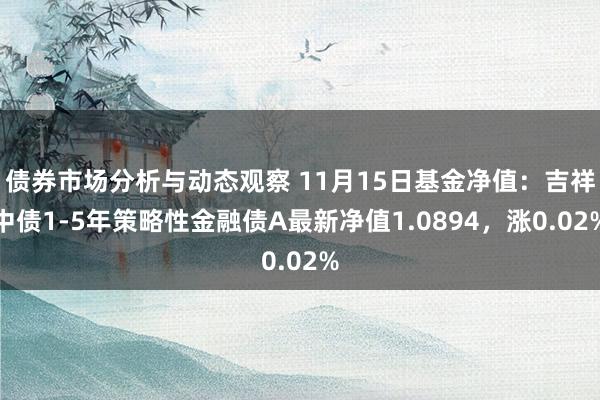 债券市场分析与动态观察 11月15日基金净值：吉祥中债1-5年策略性金融债A最新净值1.0894，涨0.02%