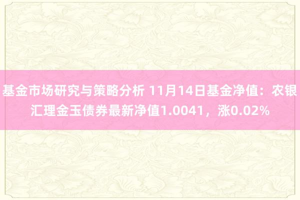 基金市场研究与策略分析 11月14日基金净值：农银汇理金玉债券最新净值1.0041，涨0.02%