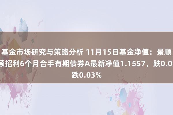 基金市场研究与策略分析 11月15日基金净值：景顺景颐招利6个月合手有期债券A最新净值1.1557，跌0.03%